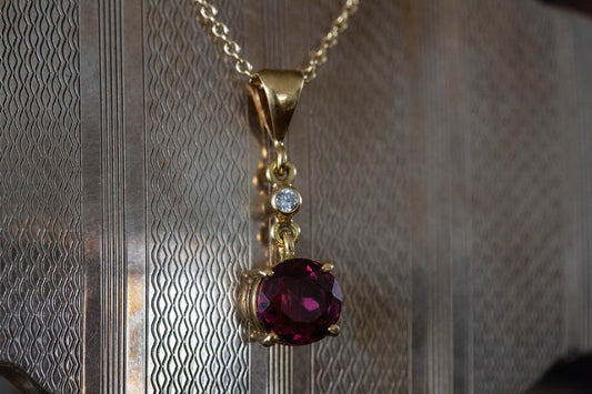 Pink Tourmaline and Diamond Drop Pendant