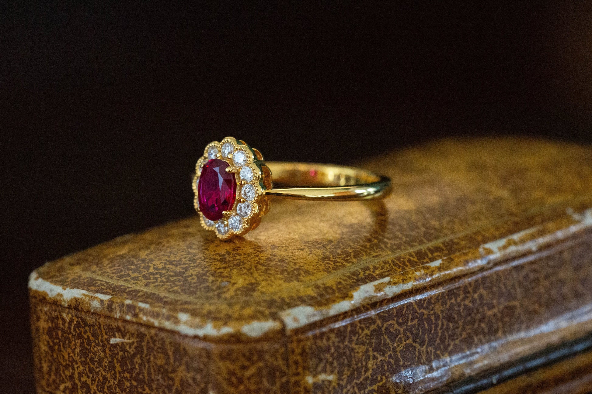 Ruby and Diamond Cluster Ring — view 2
