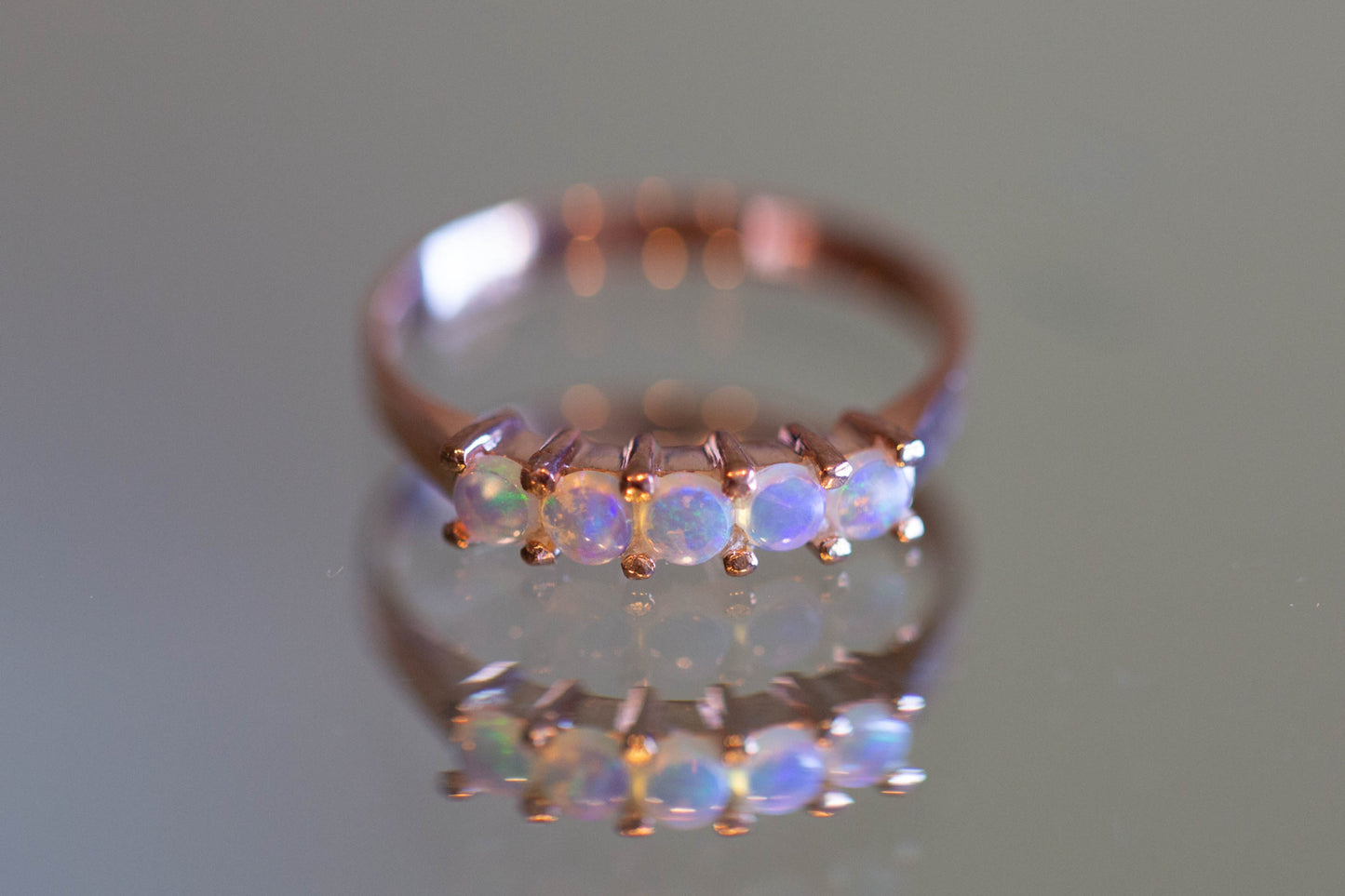 Rose Gold Solid Opal Ring