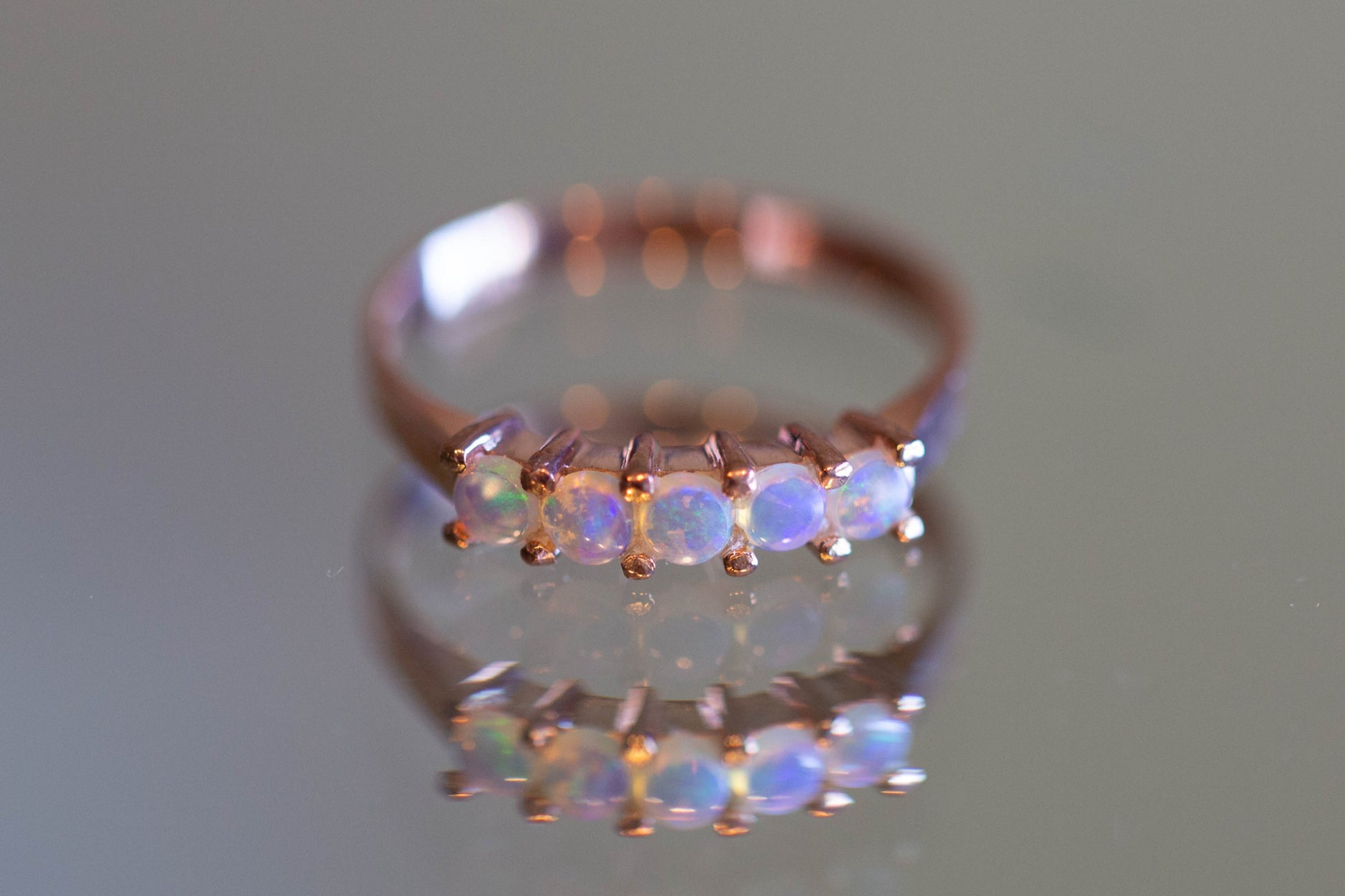 Rose Gold Solid Opal Ring