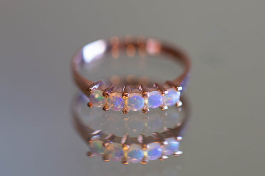 Rose Gold Solid Opal Ring