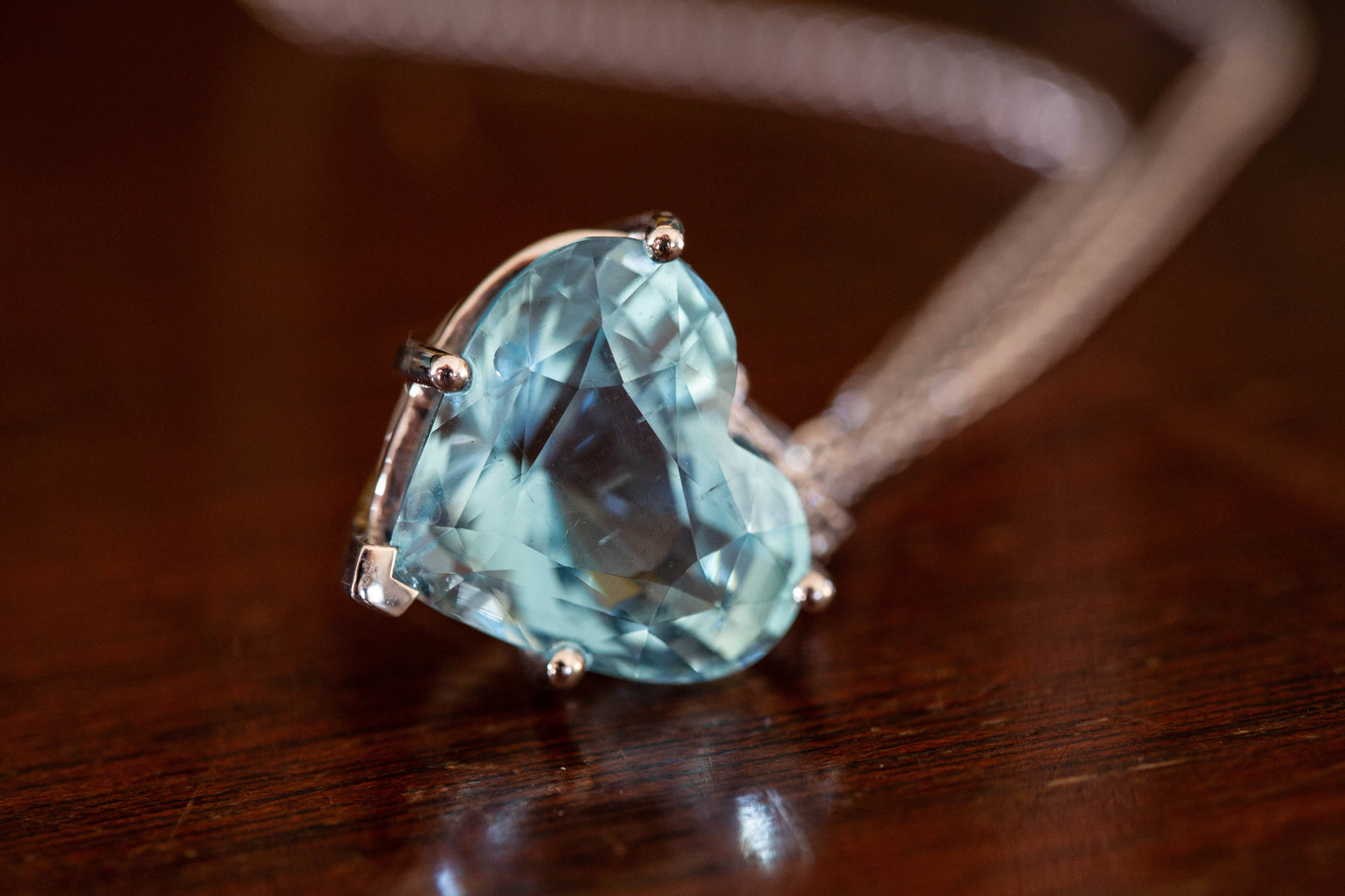 Aquamarine and Diamond Heart Pendant — view 3