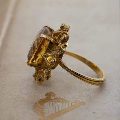 Large Cushion Cut Citrine Solitaire — view 3