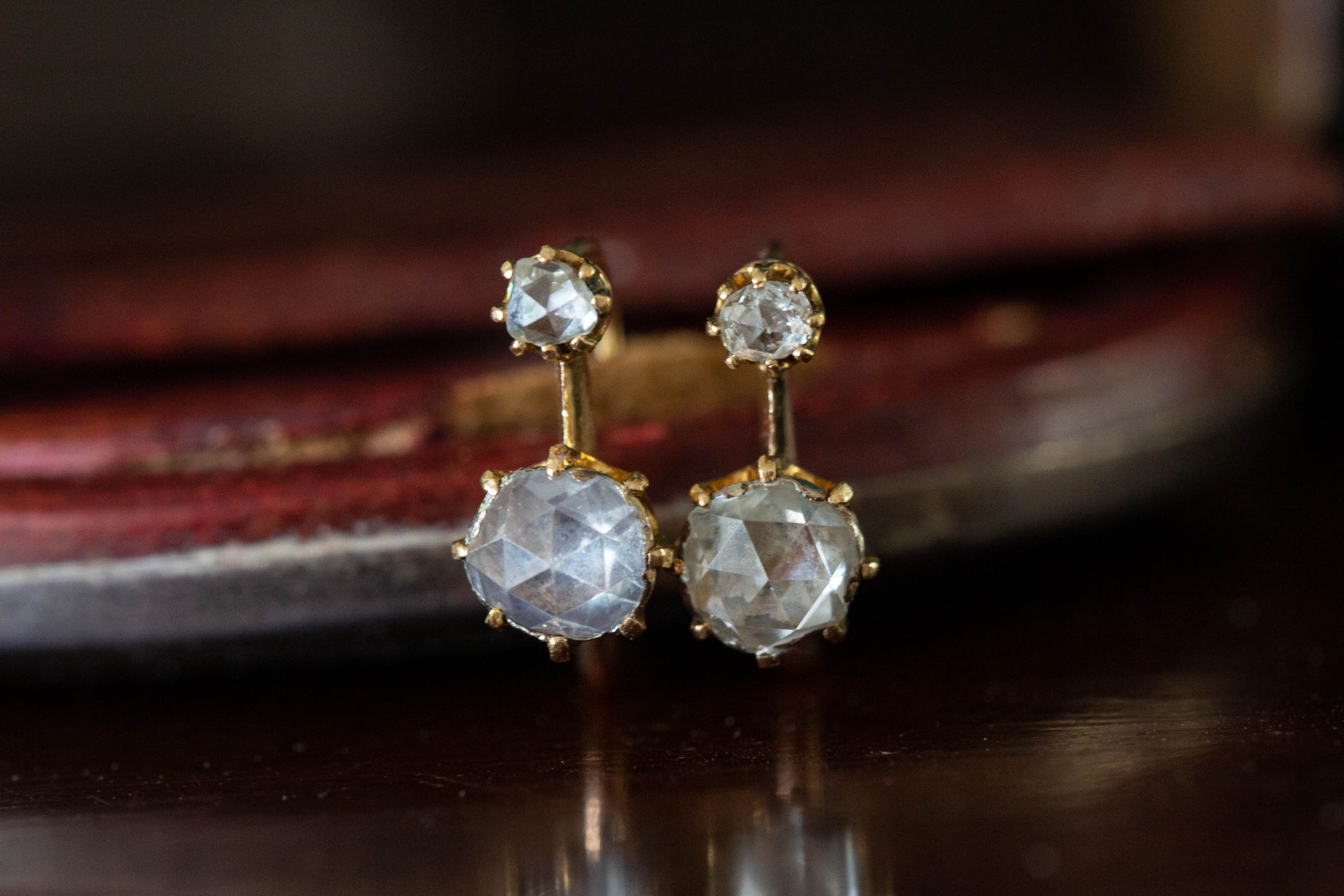 Antique Rose Cut Diamond Earrings