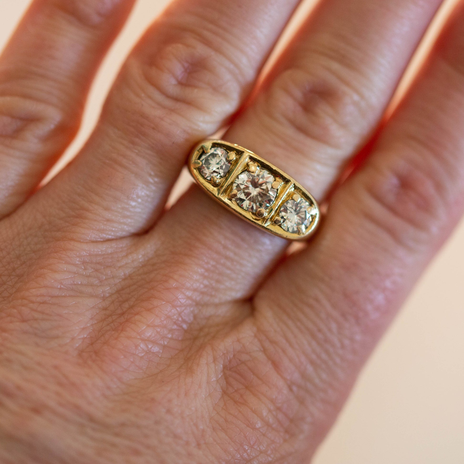 Gentleman’s Diamond Three Stone Ring — view 5
