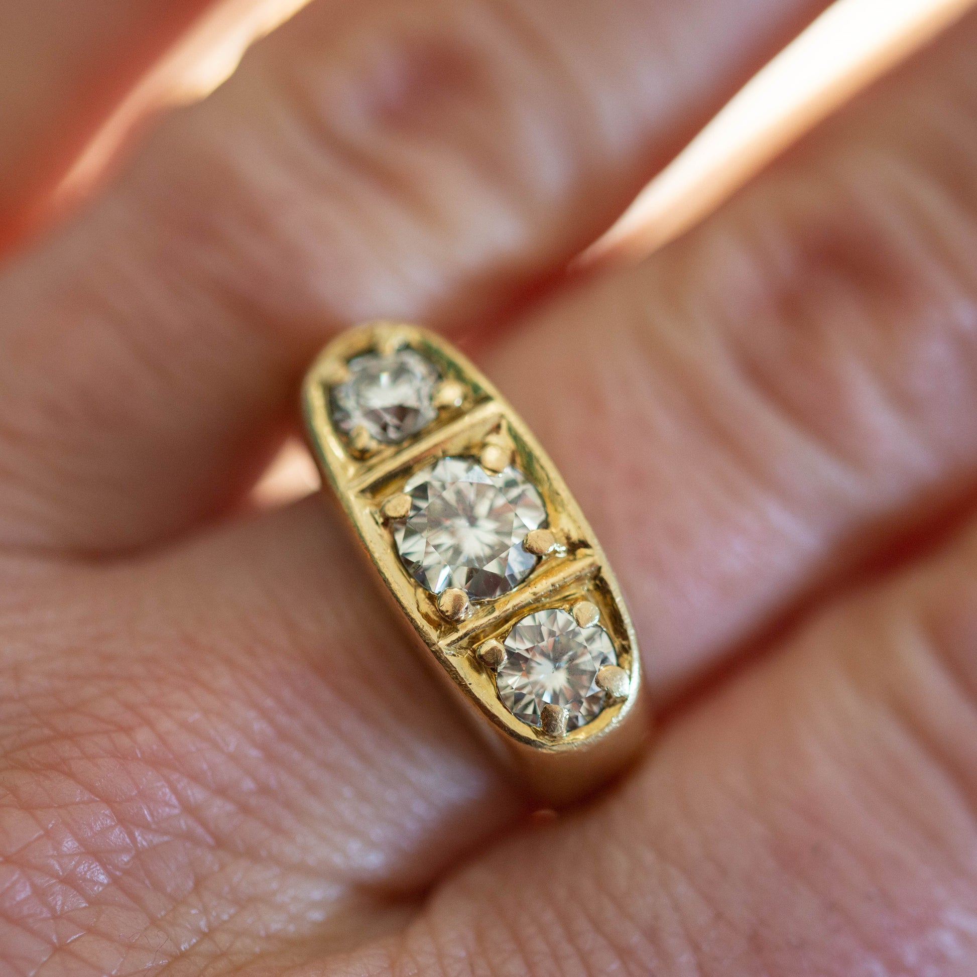 Gentleman’s Diamond Three Stone Ring — view 6