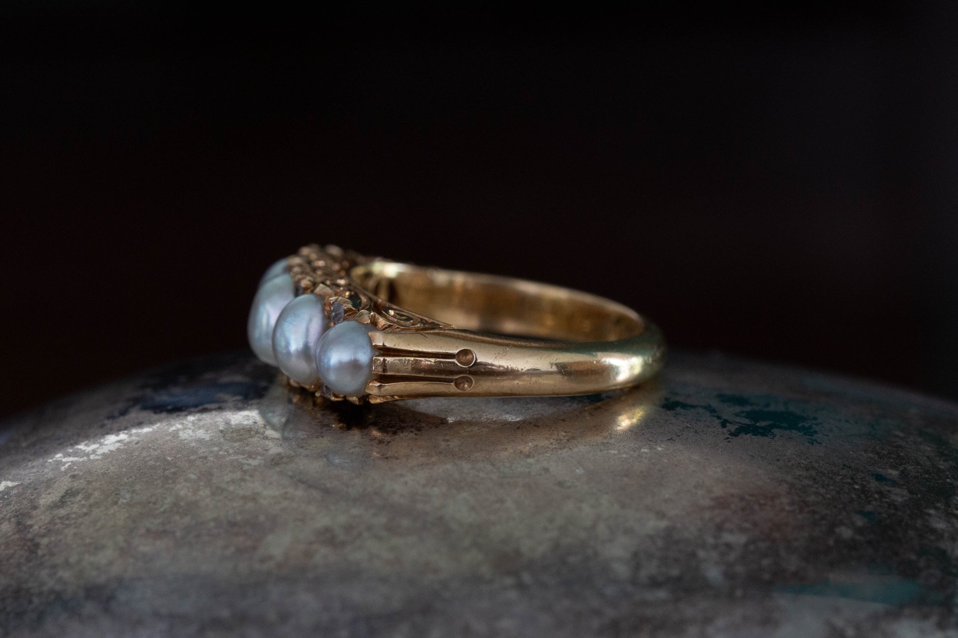 A Victorian Pearl and Diamond Half Hoop Ring — view 3
