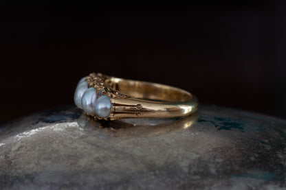 A Victorian Pearl and Diamond Half Hoop Ring — view 3