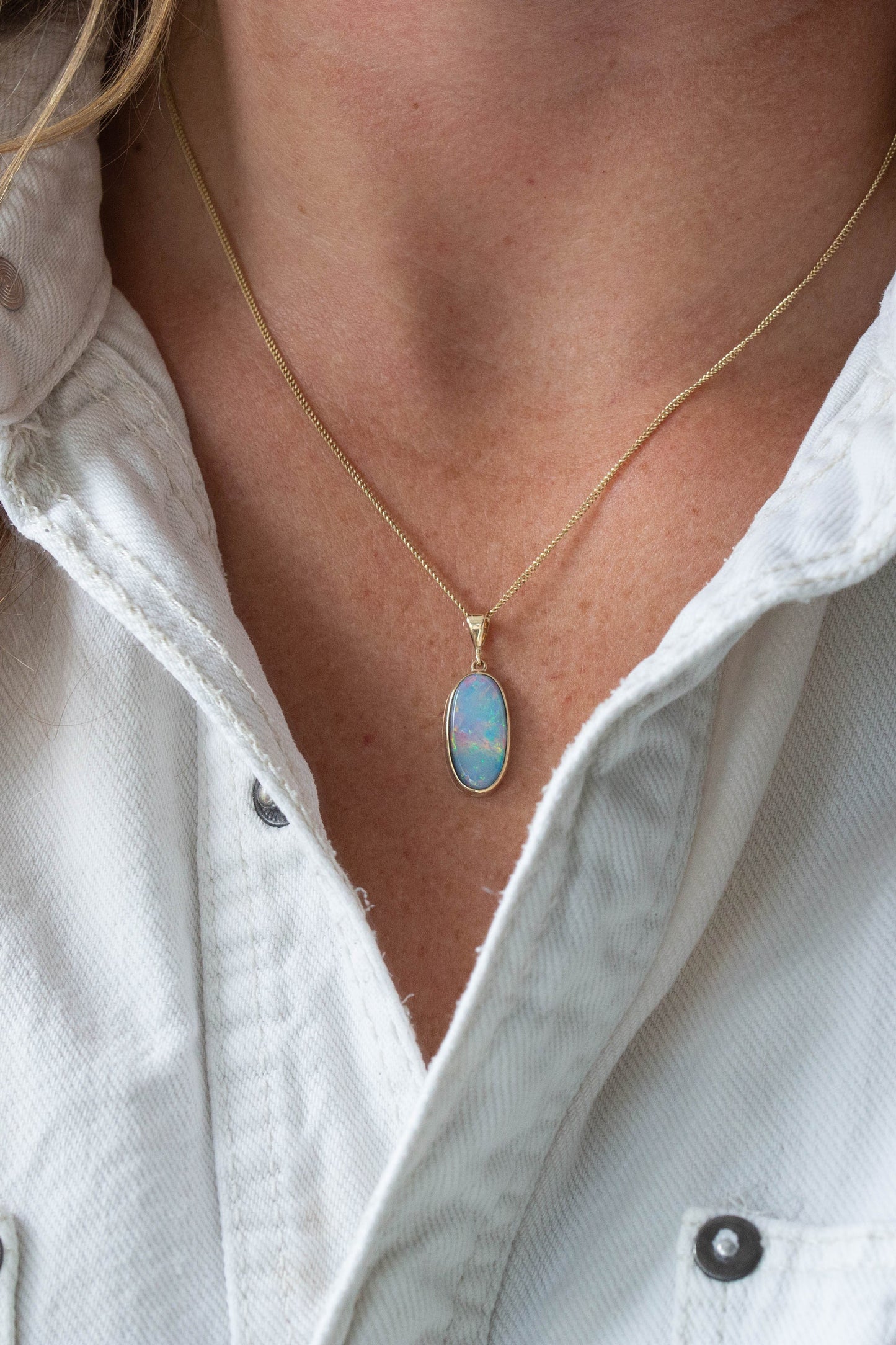 Opal Doublet Pendant — view 2