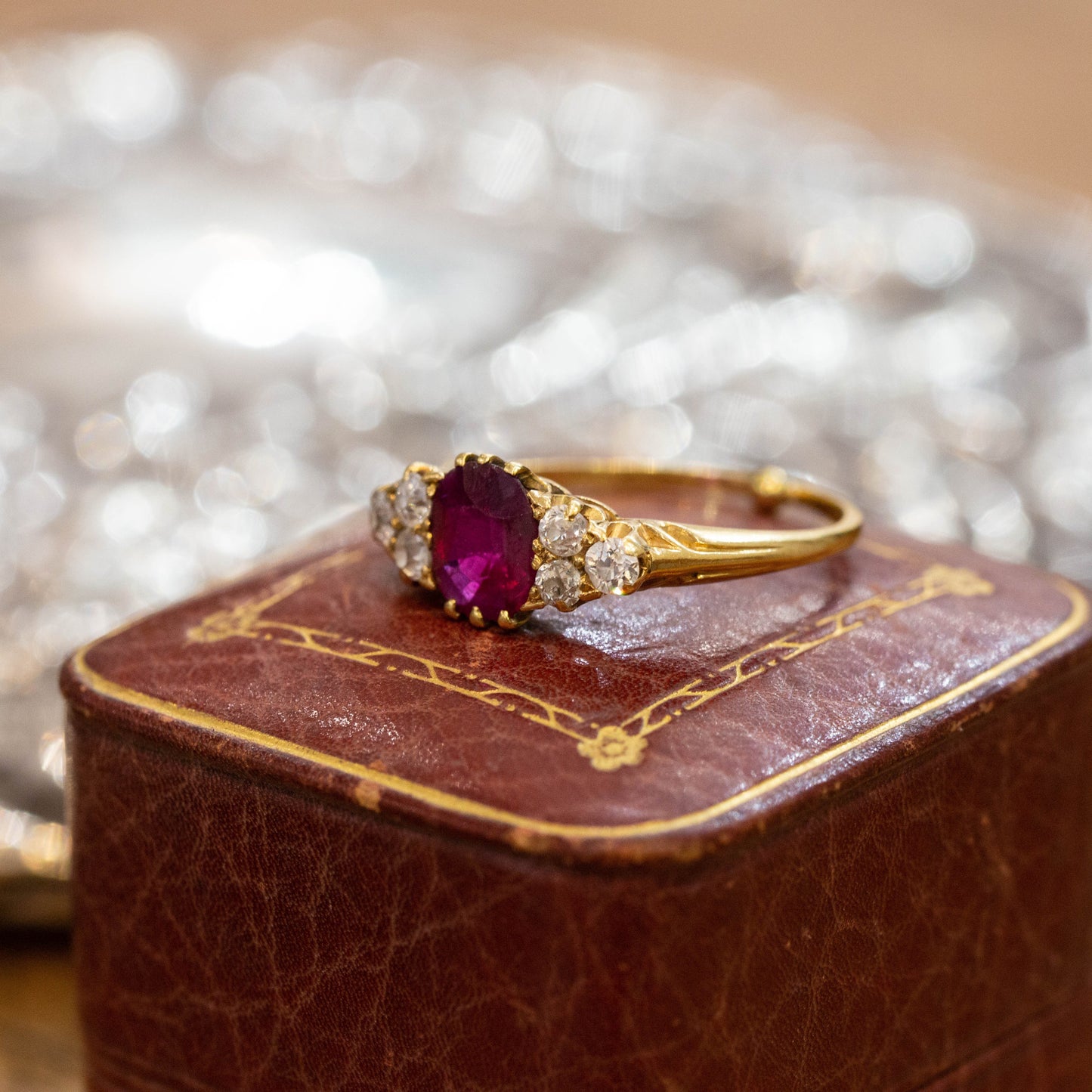 Ruby and Old Cut Diamond Ring — view 2