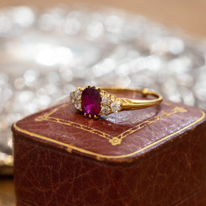 Ruby and Old Cut Diamond Ring — view 2