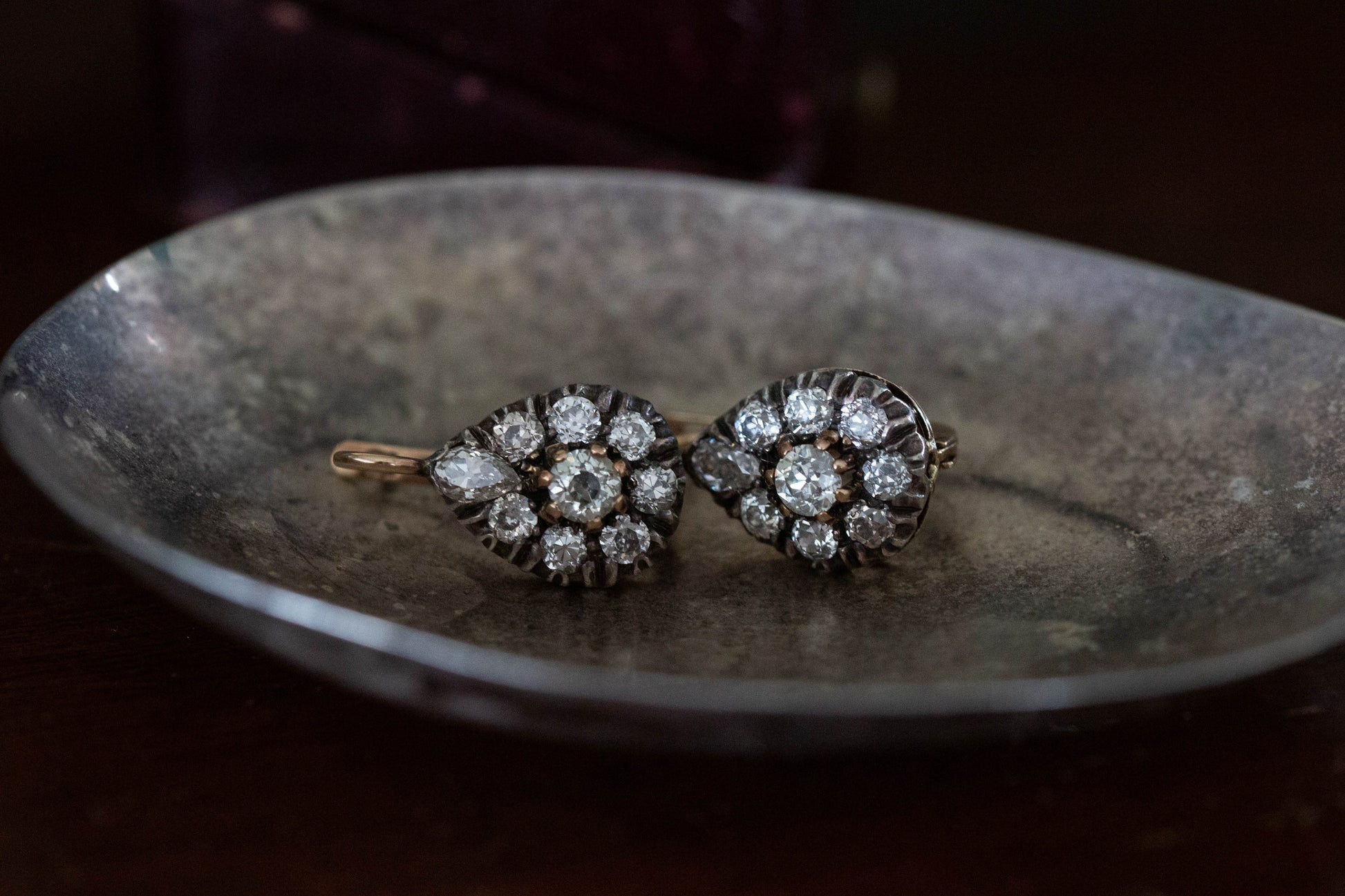 Victorian Diamond Teardrop Earrings — view 7
