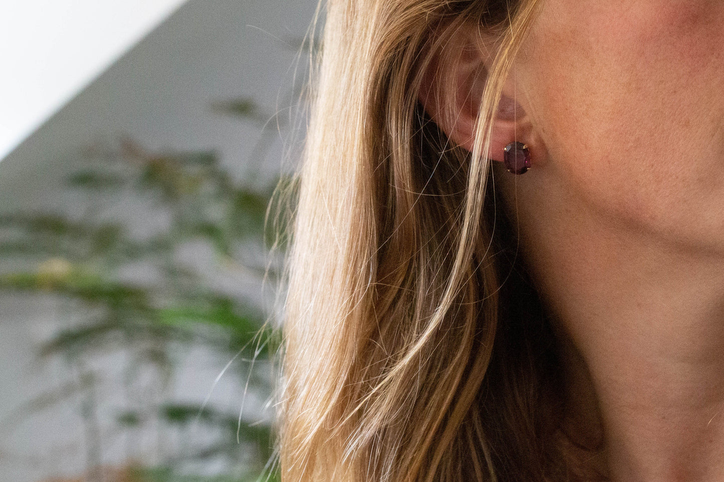 Almandine Garnet Stud Earrings — view 4