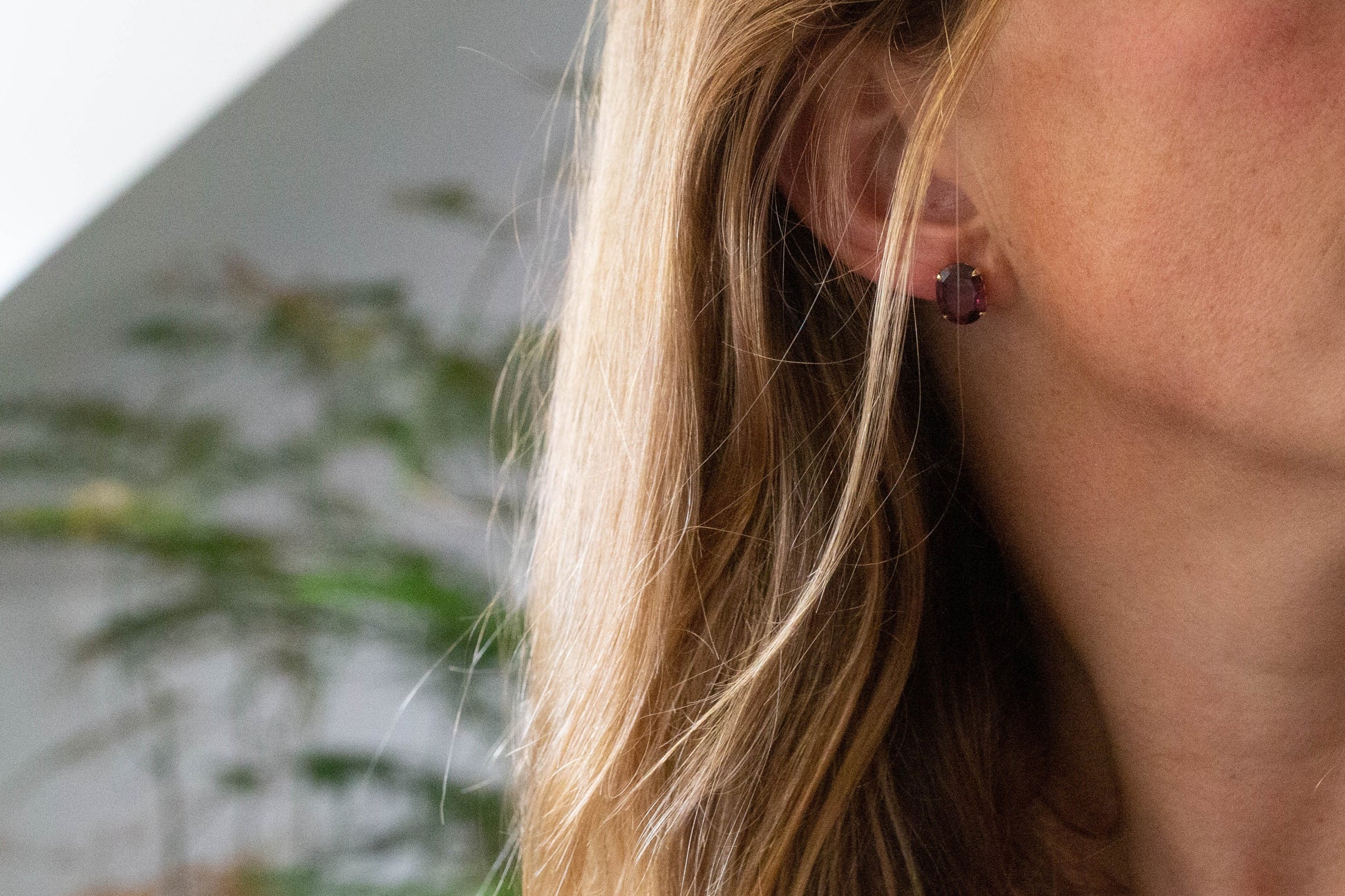 Almandine Garnet Stud Earrings — view 4