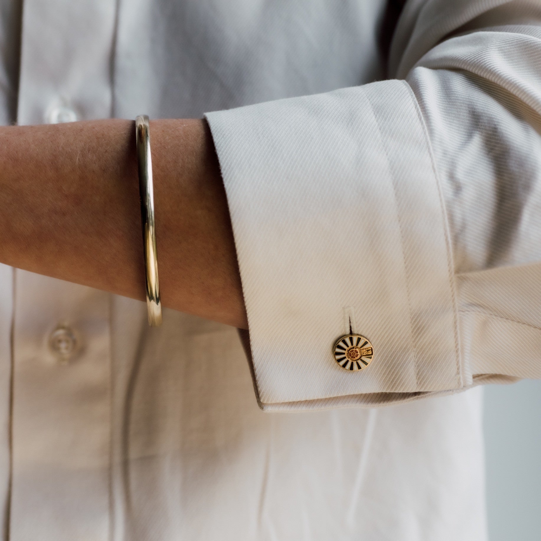 Chain Link Japanese Motif Cufflinks — view 2