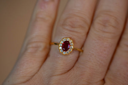 Ruby and Diamond Cluster Ring — view 6