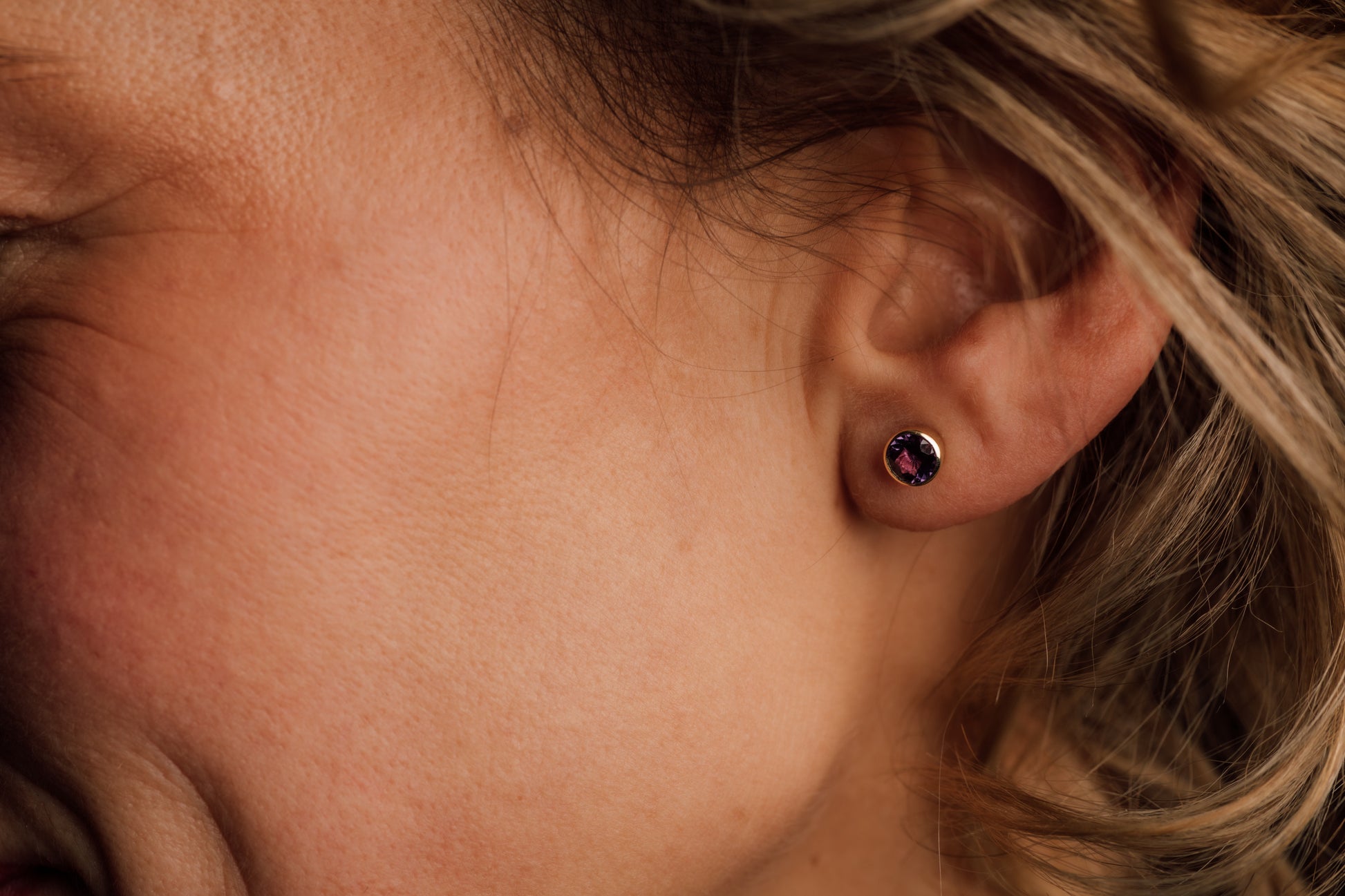 Amethyst Stud Earrings — view 4