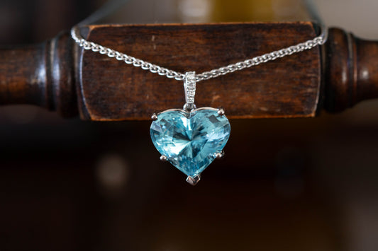 Aquamarine and Diamond Heart Pendant