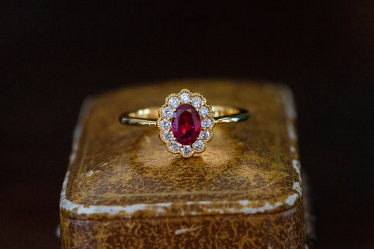 Ruby and Diamond Cluster Ring
