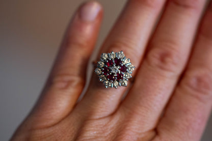 Vintage Ruby and Diamond Cocktail Ring — view 6