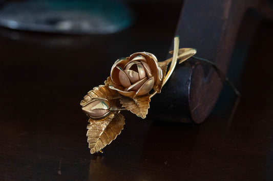 Victorian Rose and Leaf Brooch