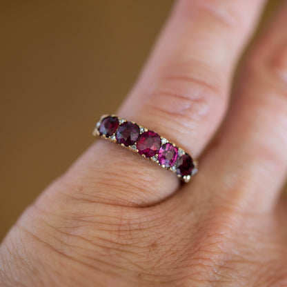Victorian Ruby Five Stone Ring — view 3