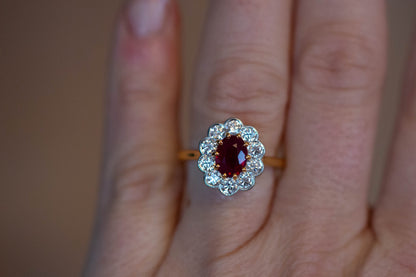 Ruby and Diamond Cluster Ring — view 5