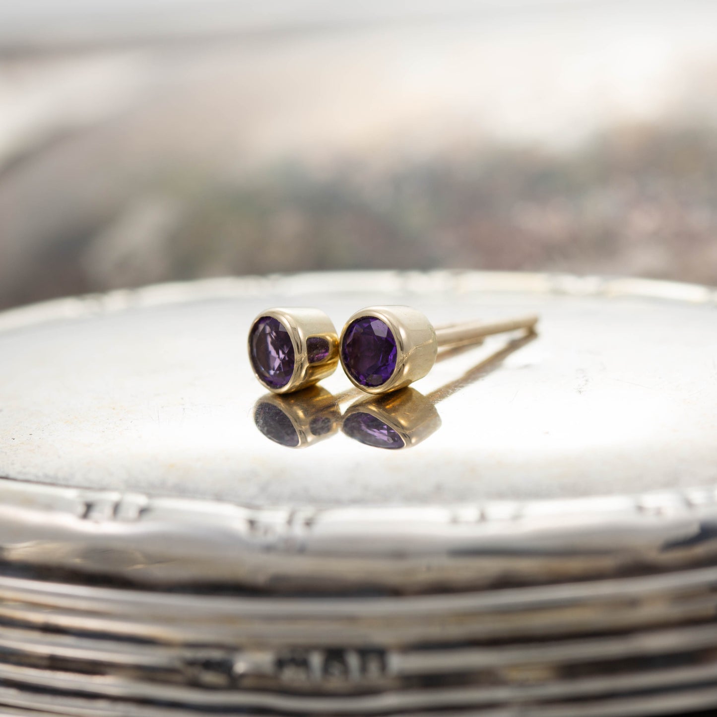 Amethyst Stud Earrings — view 3