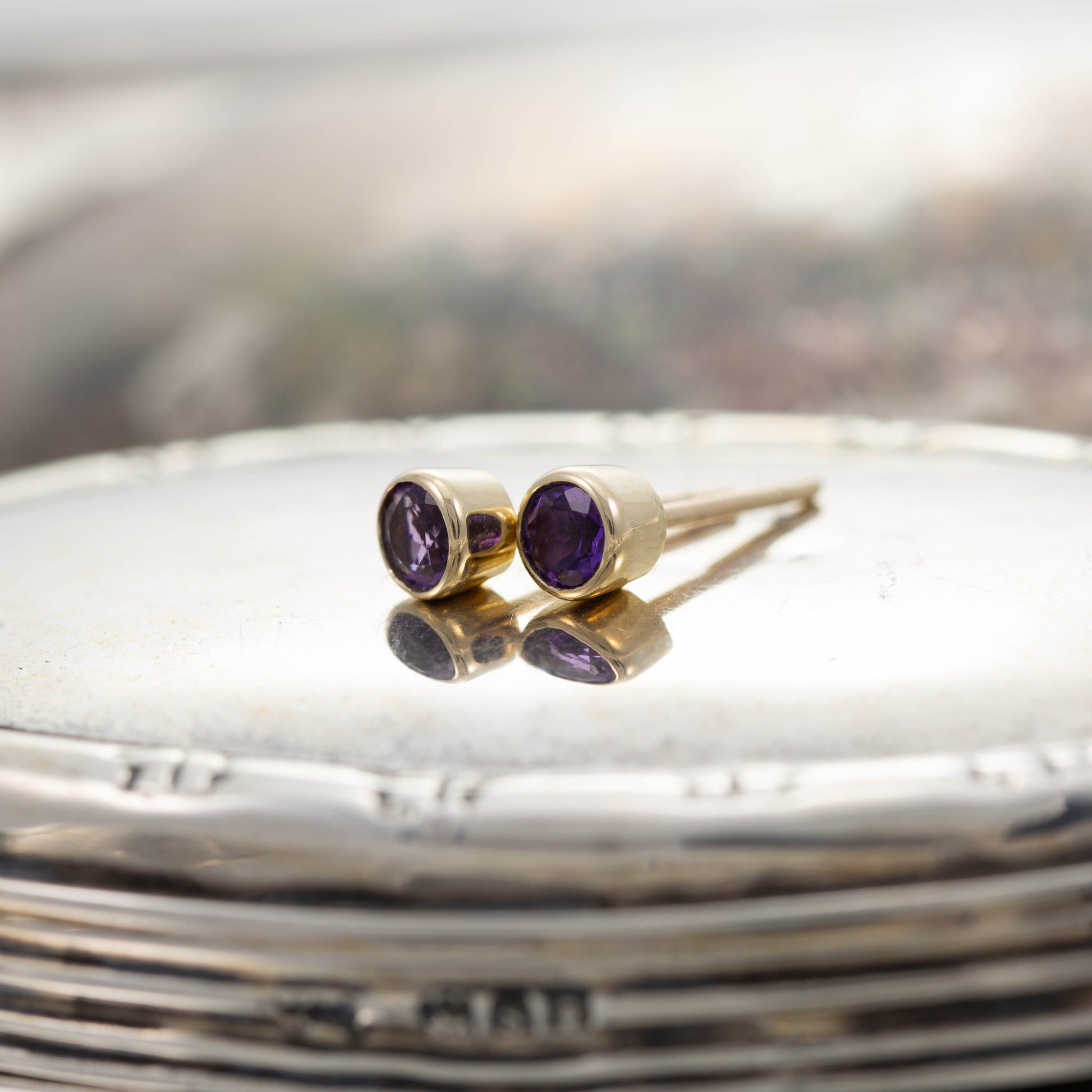 Amethyst Stud Earrings — view 3