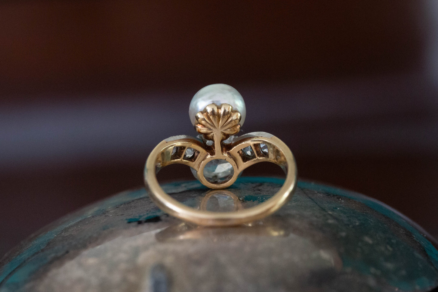 Art Deco Pearl and Diamond Dress Ring