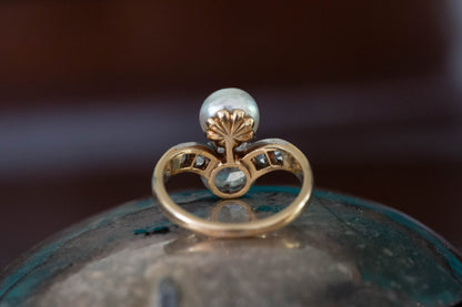 Art Deco Pearl and Diamond Dress Ring