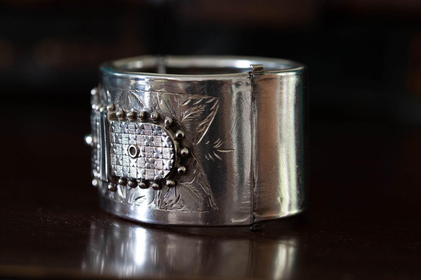 Victorian Silver Buckle Bangle — view 5