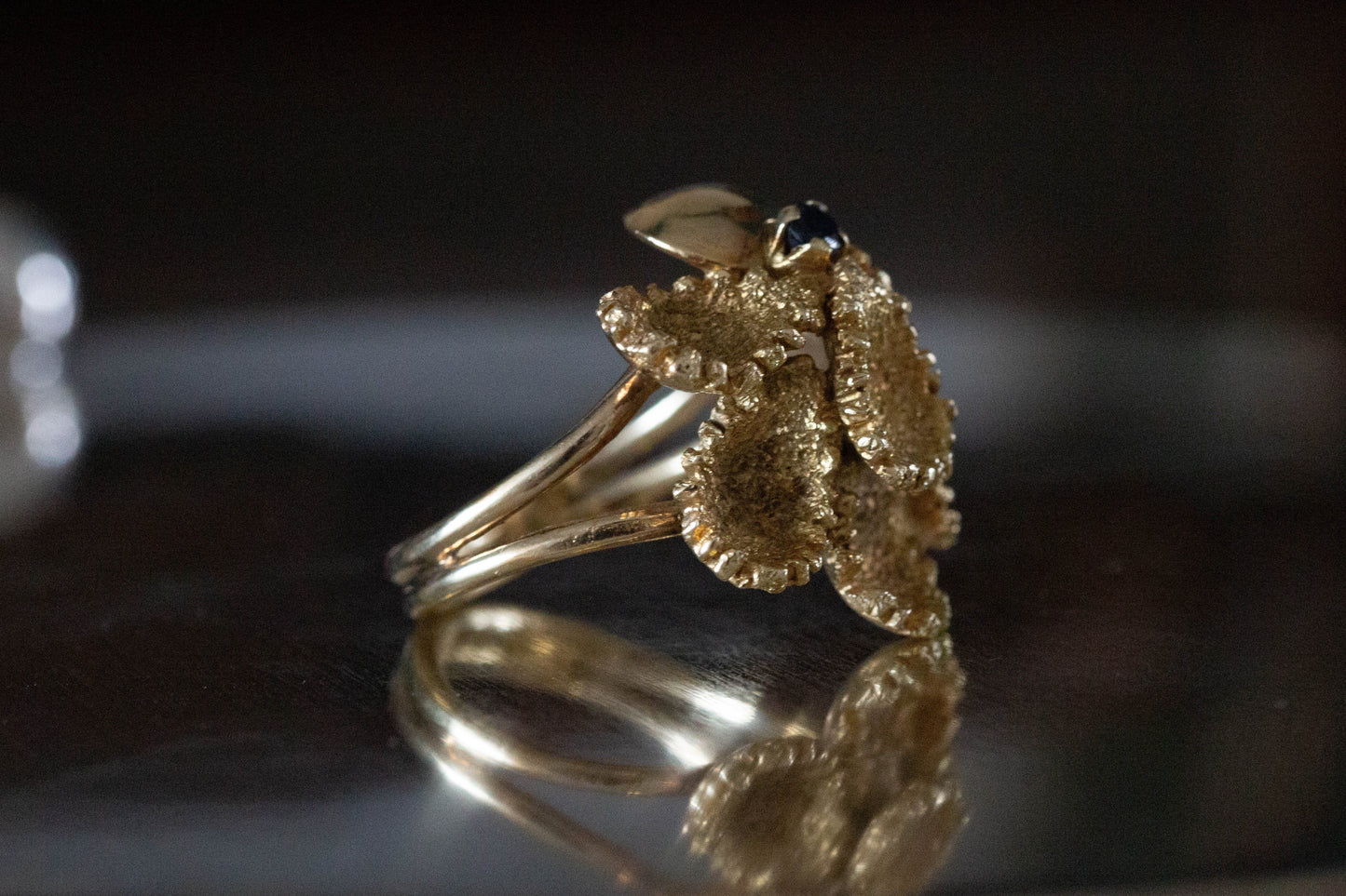 Sapphire and Gold Dress Ring — view 4