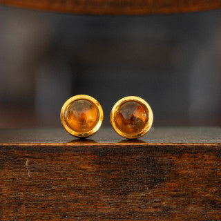 Cabochon Citrine Earrings — view 2