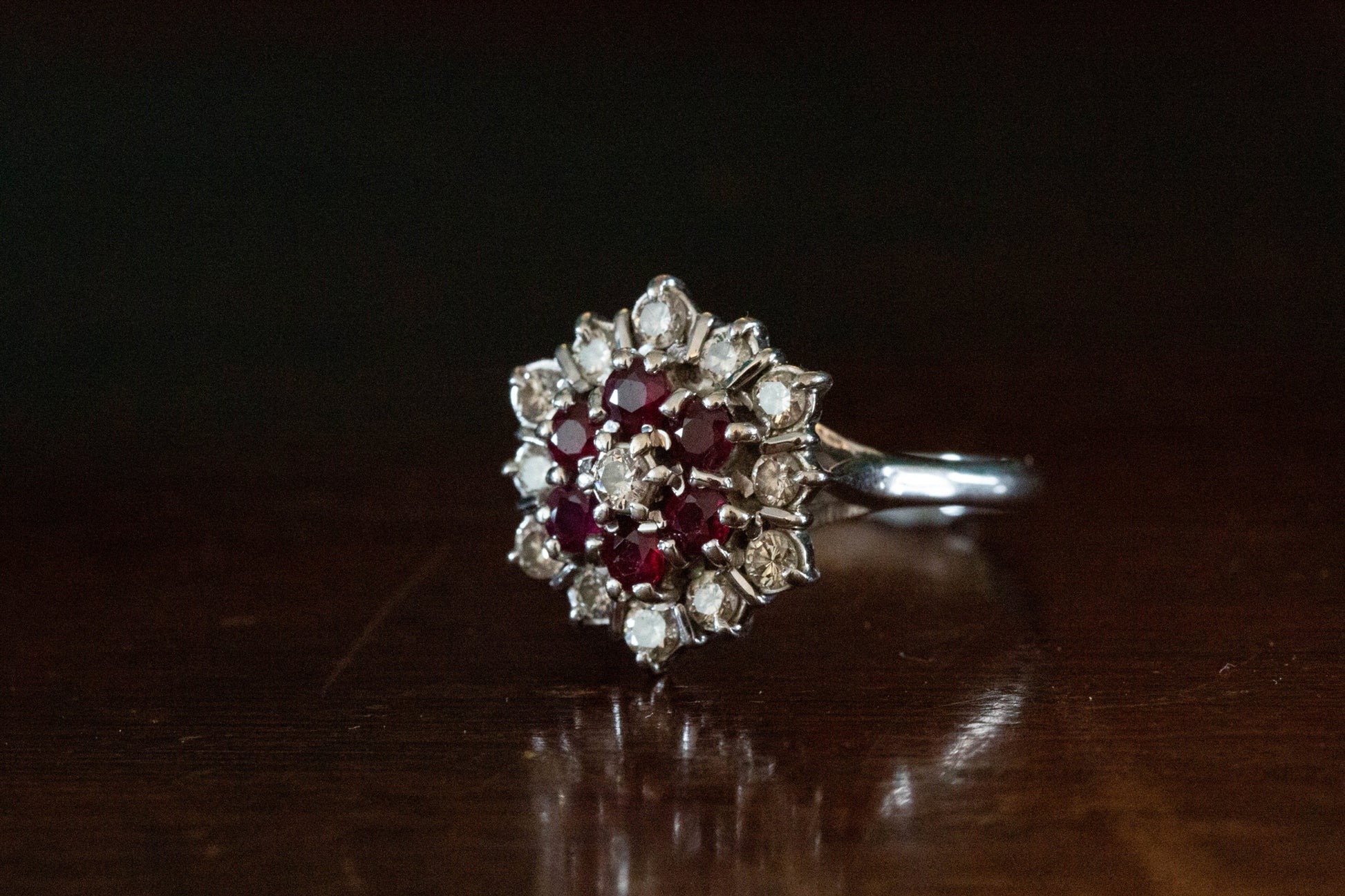 Vintage Ruby and Diamond Cocktail Ring — view 2