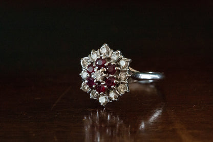 Vintage Ruby and Diamond Cocktail Ring — view 2