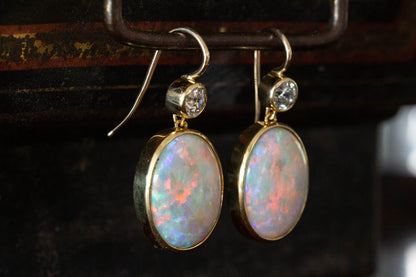 Opal and Diamond Double Drop Earrings — view 2