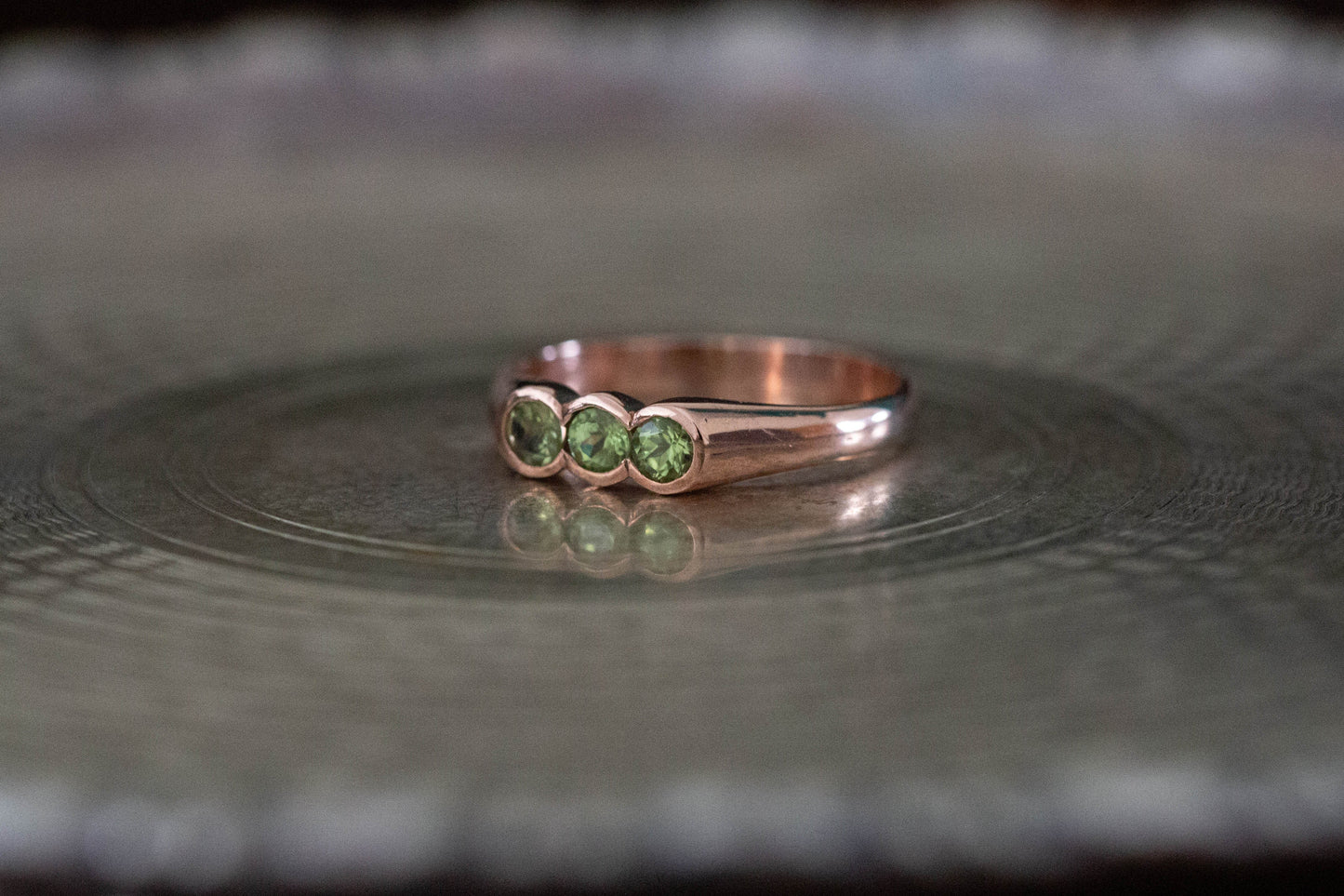 Three Stone Peridot Ring — view 3
