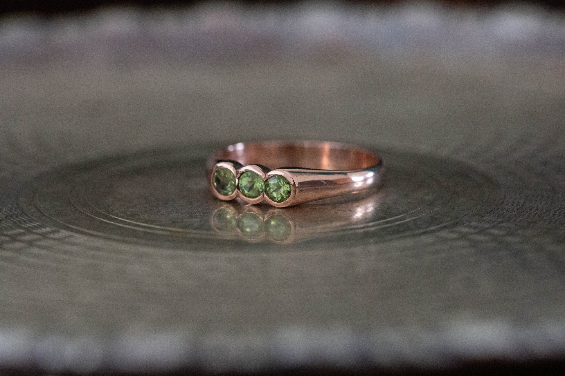 Three Stone Peridot Ring — view 3