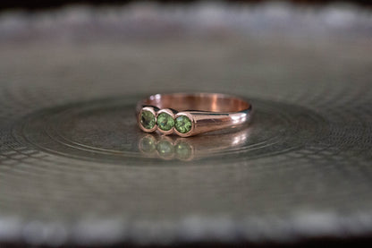 Three Stone Peridot Ring — view 3