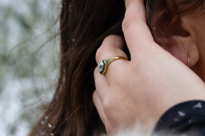 Art Deco Diamond Solitaire and Emerald Ring