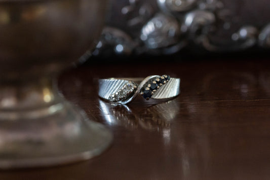 Sapphire and Diamond Twist Ring