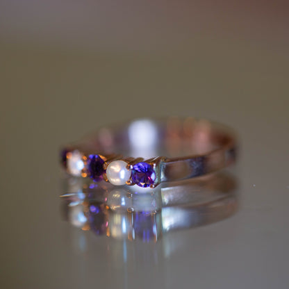 Amethyst and Pearl Ring — view 2