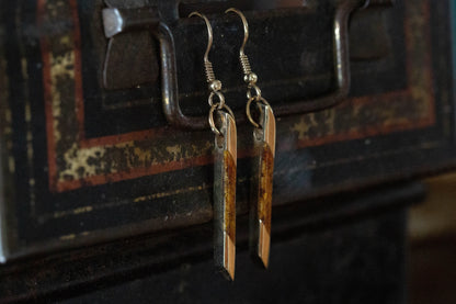 Amber and Gold Drop Earrings — view 2