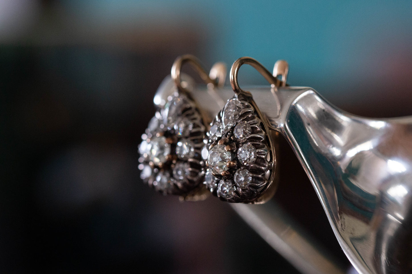 Victorian Diamond Teardrop Earrings — view 3