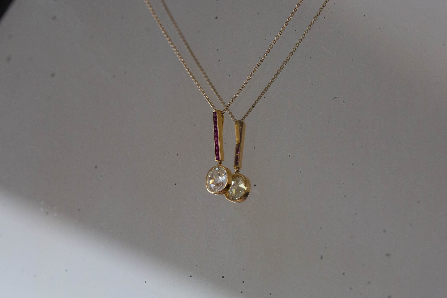 Old Cut Diamond and Ruby Pendant — view 3