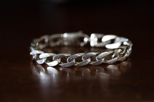 14ct White Gold Flat Curb Bracelet