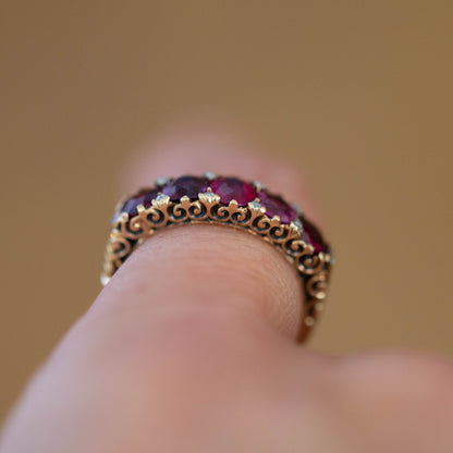 Victorian Ruby Five Stone Ring — view 4