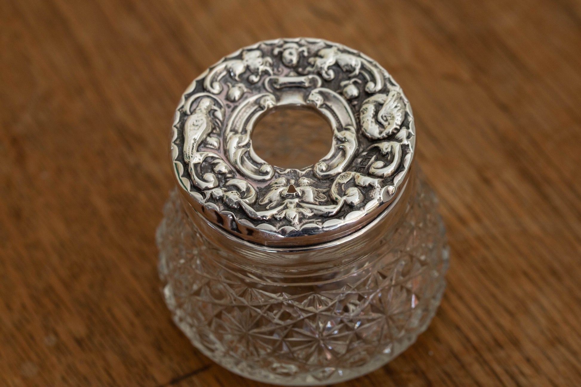 Edwardian Silver and Cut Glass Jar — view 3
