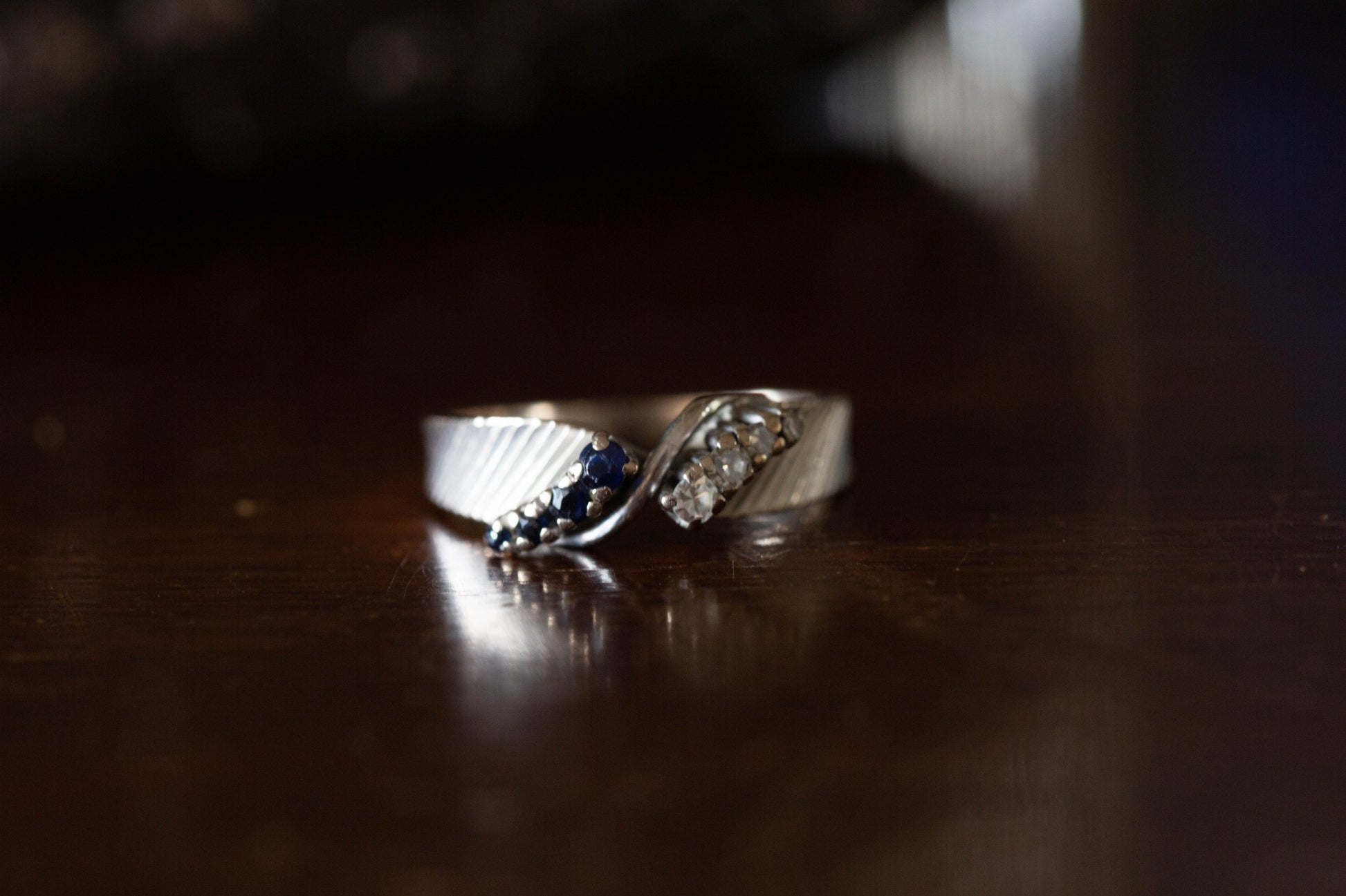 Sapphire and Diamond Twist Ring — view 2